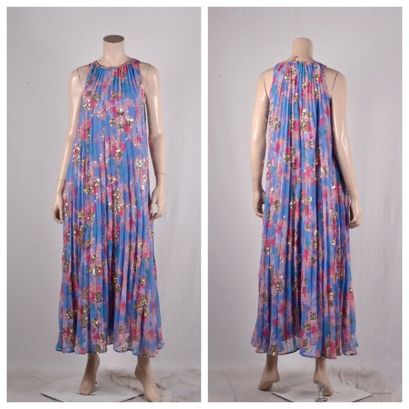 Frances Valentine Pleated Sequin-embellished Maxi Dress - Picture 2 of 5